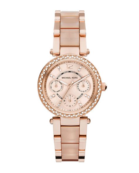 michael kors ladies rose gold stainless steel mini parker watch|Michael Kors parker chronograph.